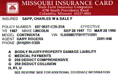  Insurance on Car Insurance Card  Proof Of Being Insured