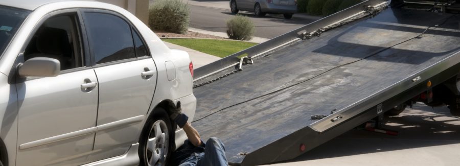 Car being towed away after breakdown