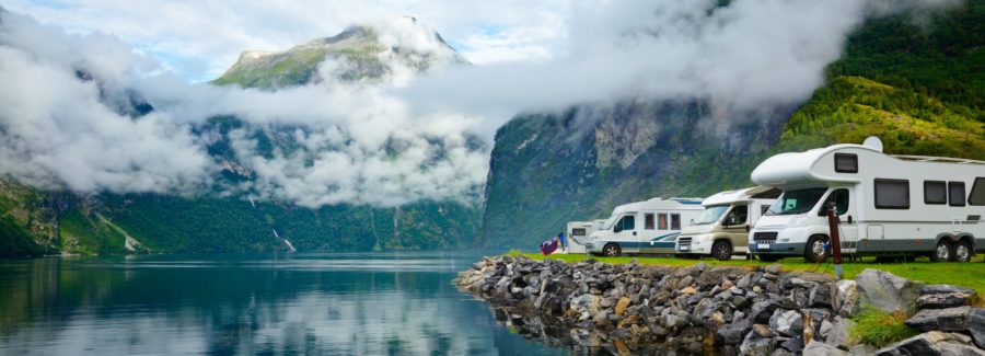 RV camping by a fjord in Norway
