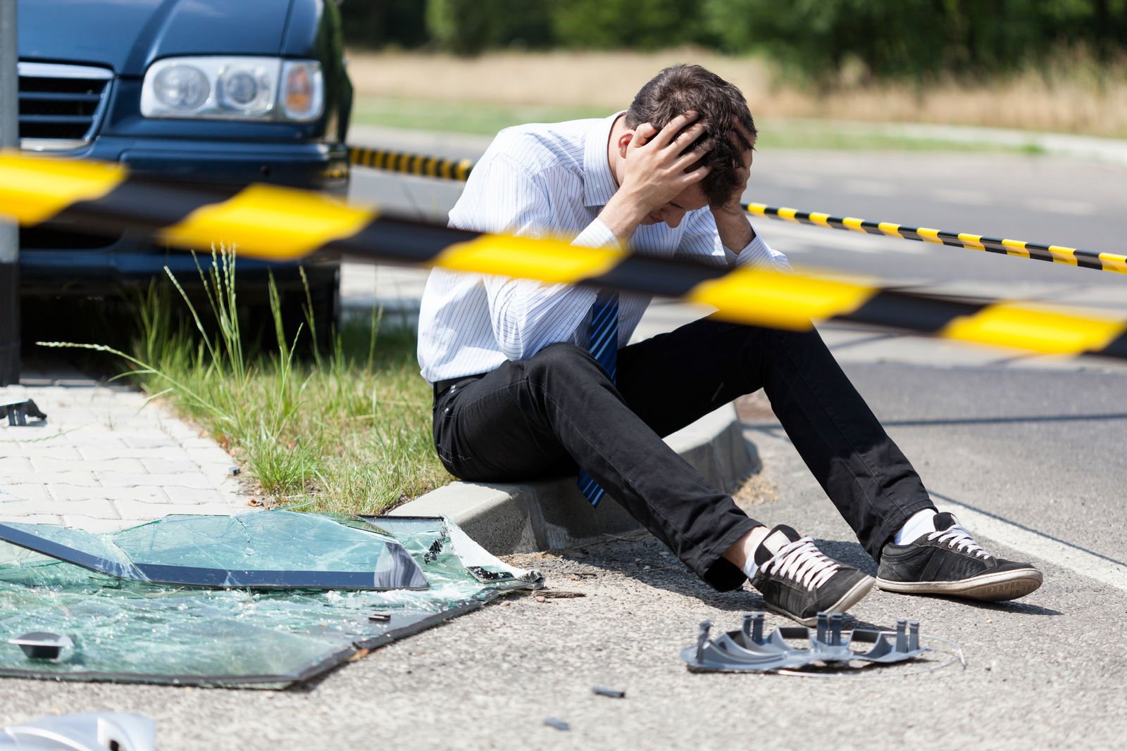 man in front of car accident