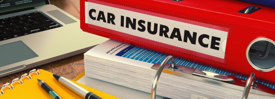 Red Office Folder with Inscription Car Insurance.
