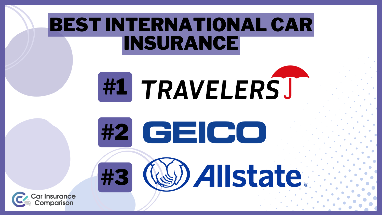 Best International Car Insurance: Travelers, Geico, and Allstate.