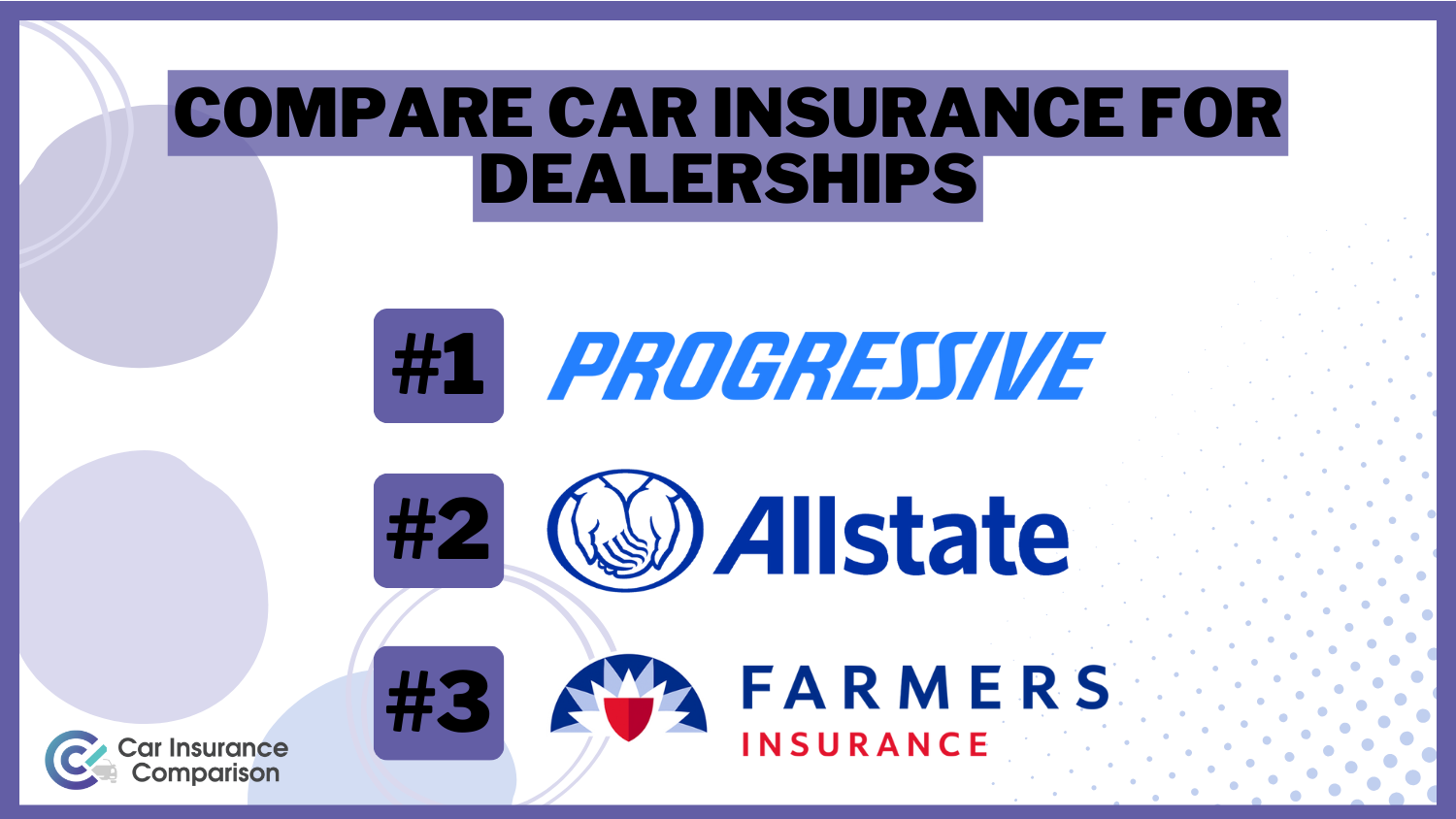 Compare Car Insurance for Dealerships: Rates, Discounts, & Requirements: Progressive, Allstate and Farmers