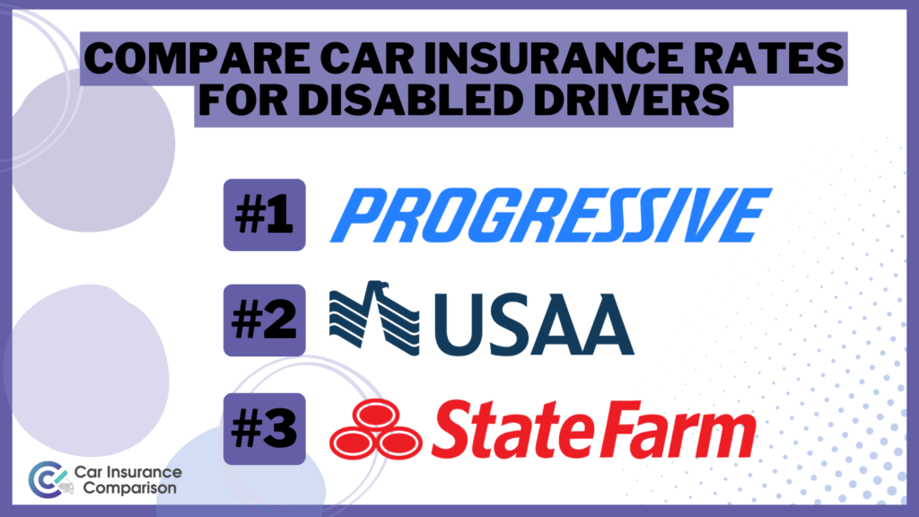 Compare Car Insurance Rates for Disabled Drivers: Progressive, USAA, and State Farm.