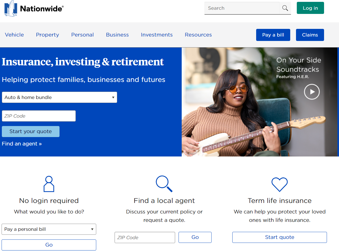 Nationwide Site Screenshot: Best Lexus Car Insurance Rates