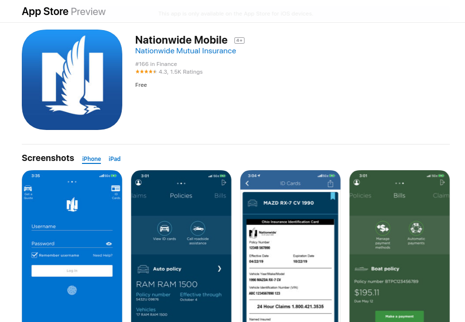 Nationwide Auto Insurance quote app store