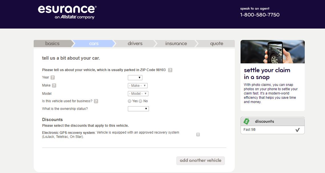 Esurance add vehicle details