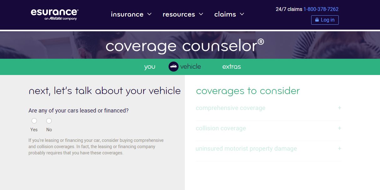 Esurance Coverage Counselor questionnaire