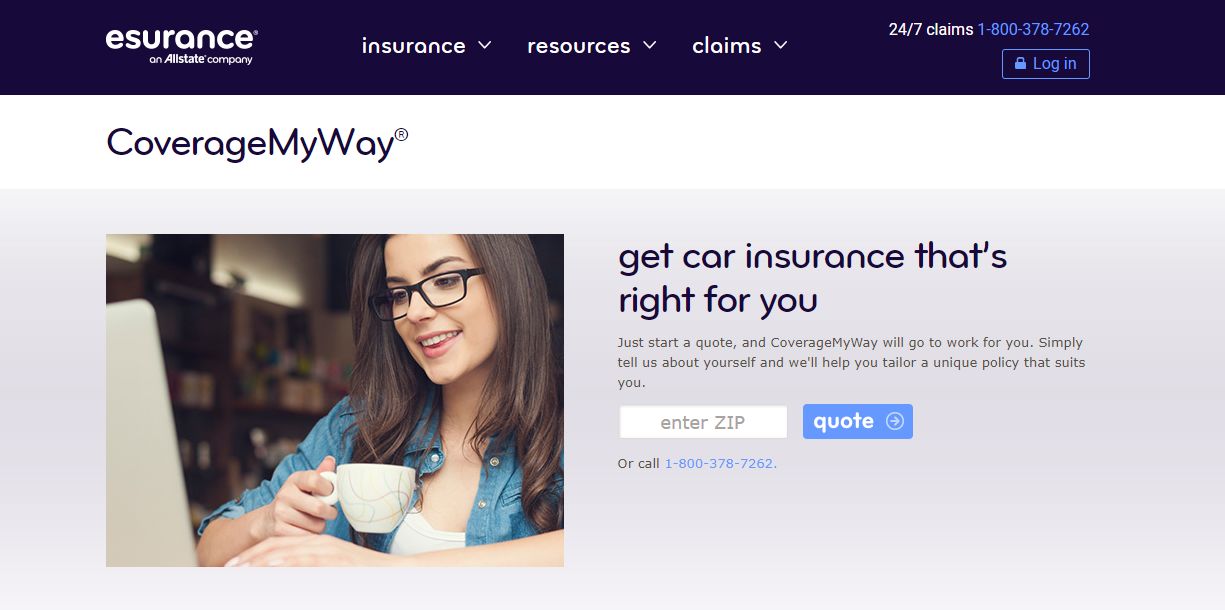 Esurance Coverage My Way zip box