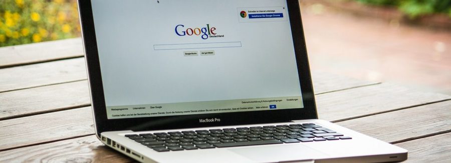 A laptop with Google open