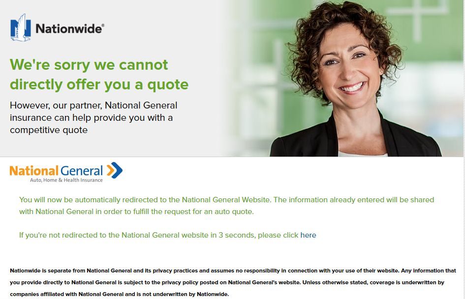 Nationwide Auto Insurance quote quote denied