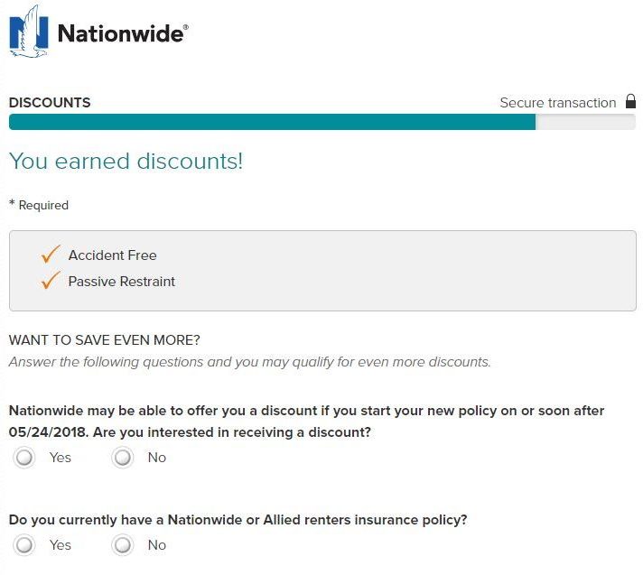 Nationwide Auto Insurance quote discounts