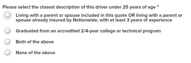 Nationwide Auto Insurance quote driver under 25