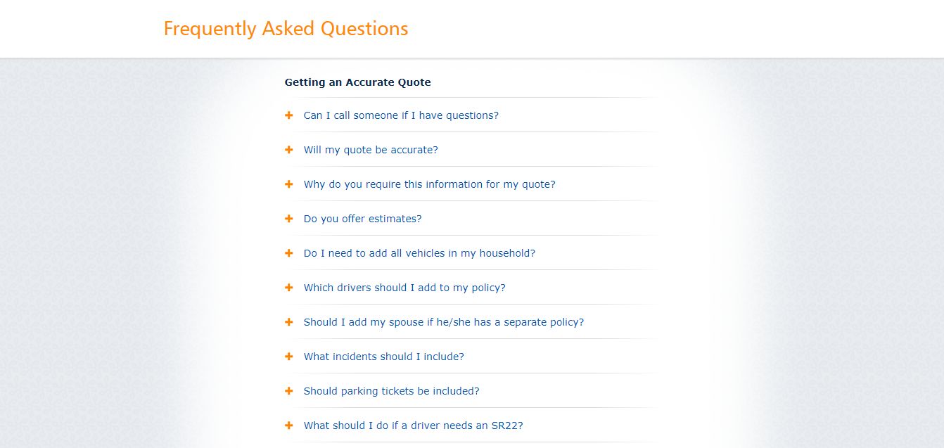 Progressive FAQ Screenshot: How to Get Progressive Car Insurance Quotes Online