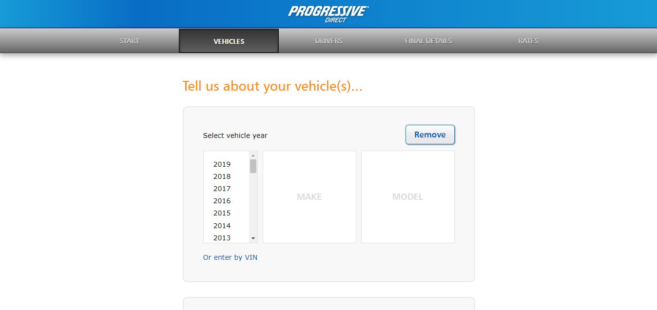 Progressive Vehicle Information Screenshot: How to Get Progressive Car Insurance Quotes Online