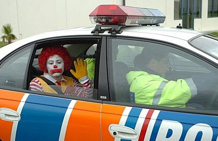Ronald McDonald in Police Car