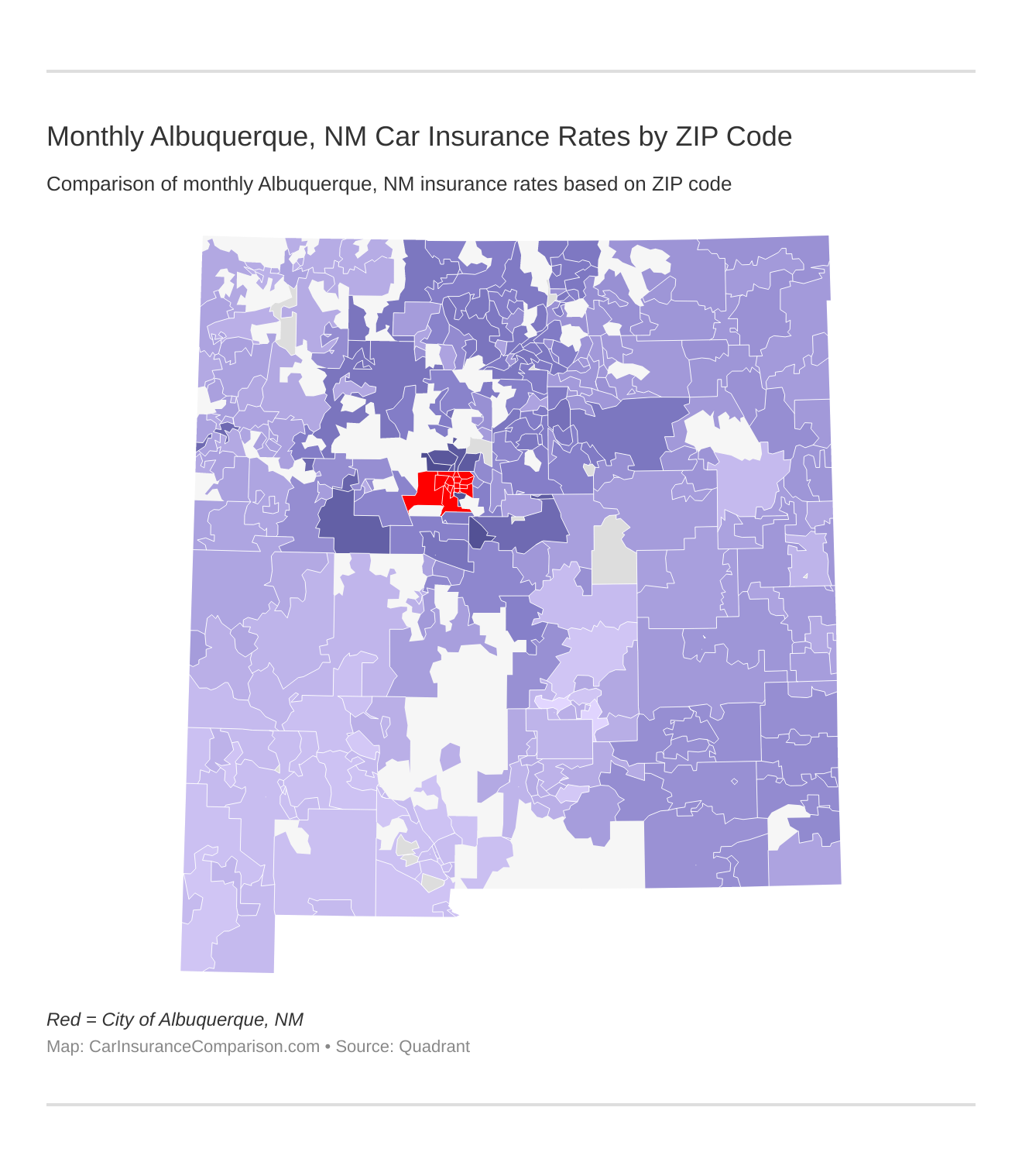 Monthly Albuquerque, NM Car Insurance Rates by ZIP Code