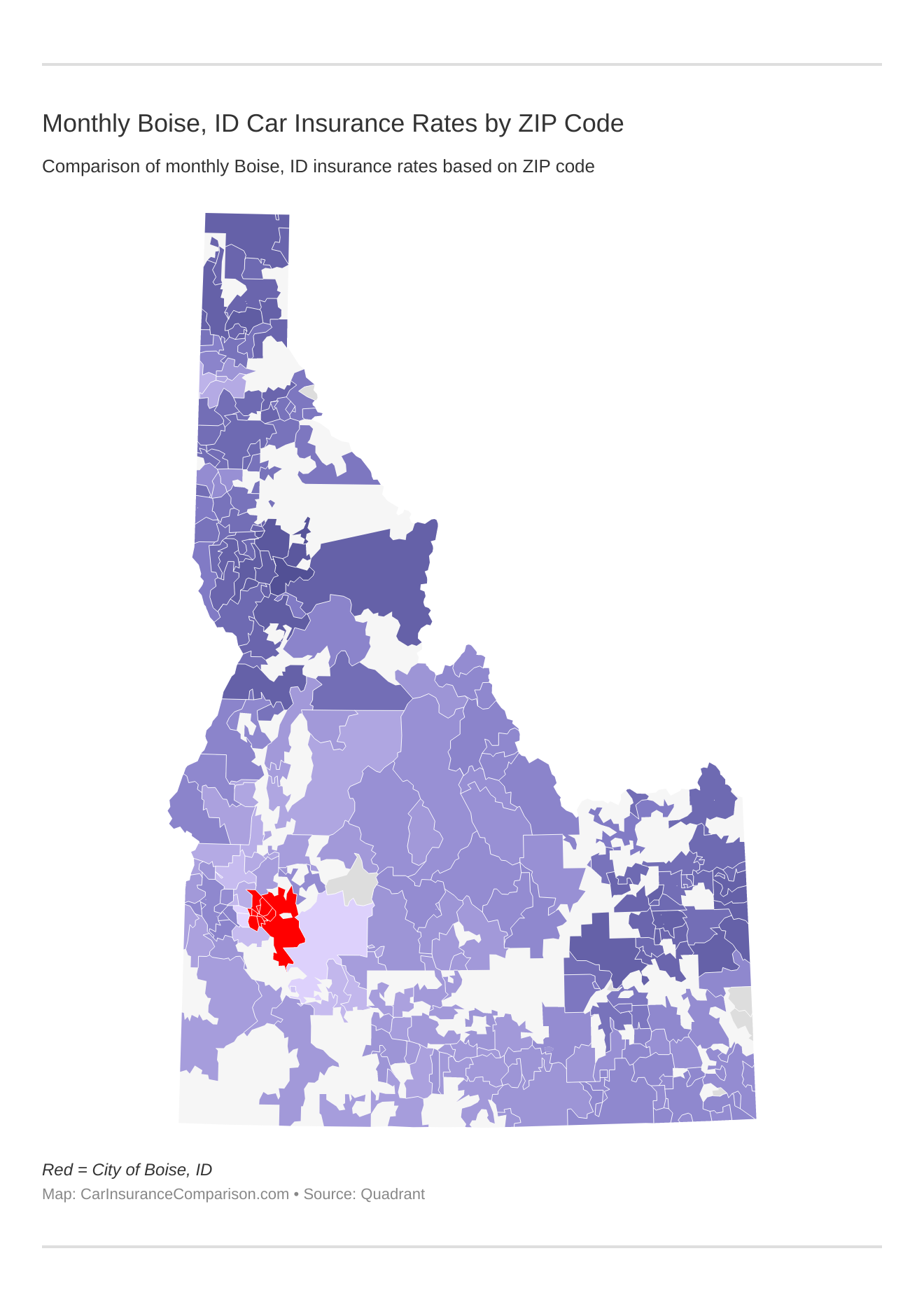 Monthly Boise, ID Car Insurance Rates by ZIP Code