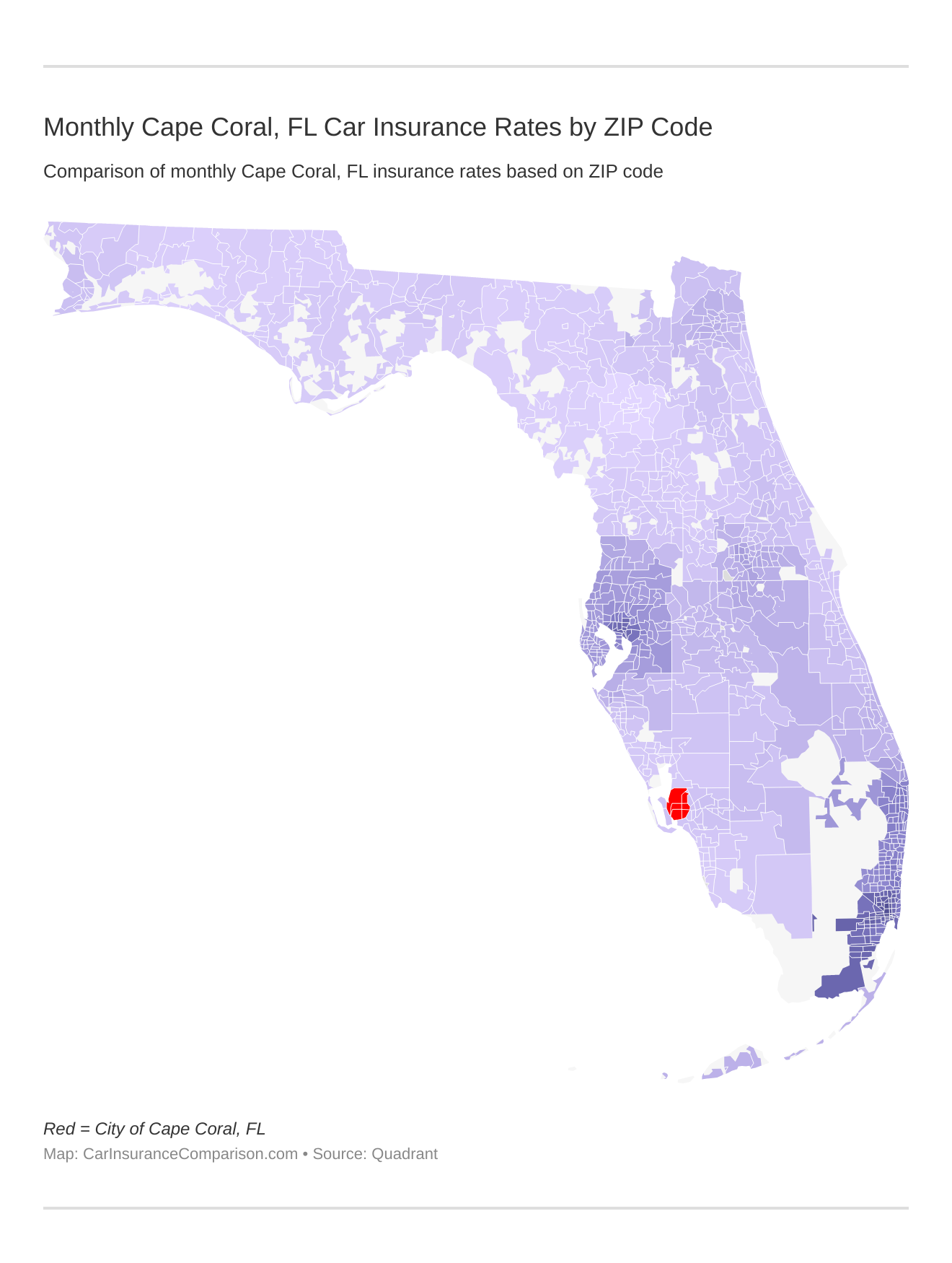 Monthly Cape Coral, FL Car Insurance Rates by ZIP Code