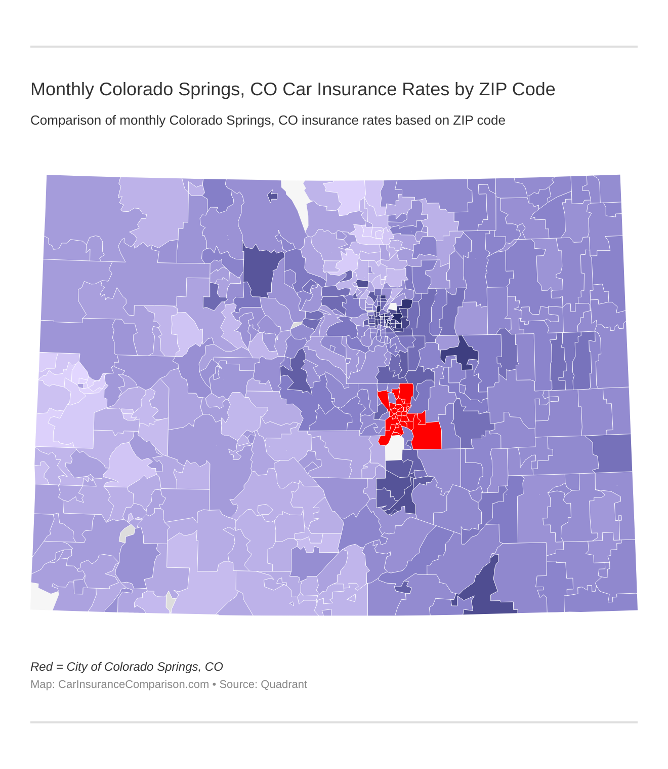 Monthly Colorado Springs, CO Car Insurance Rates by ZIP Code