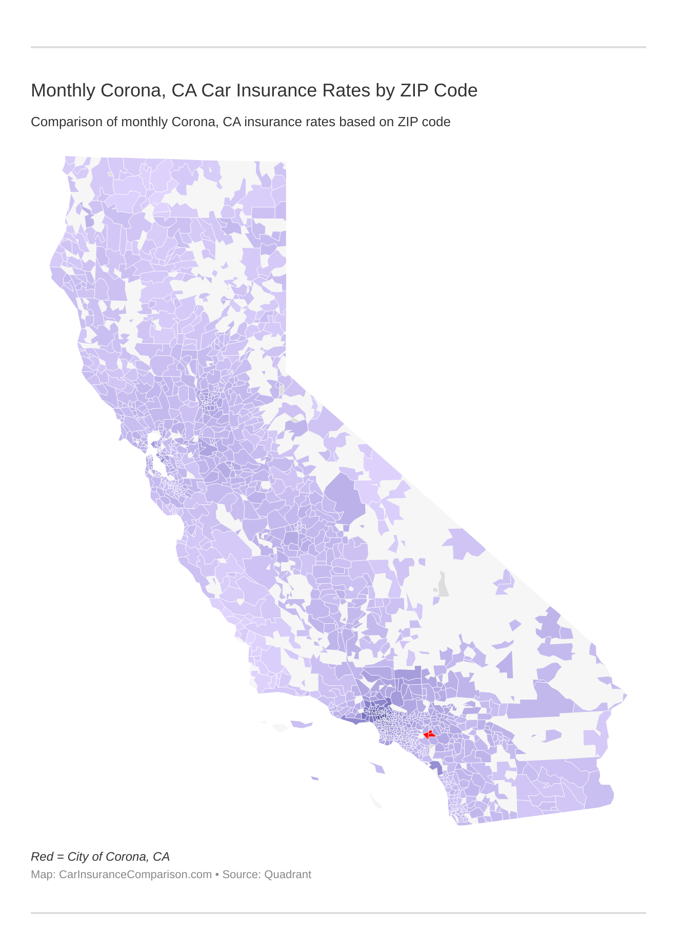 Monthly Corona, CA Car Insurance Rates by ZIP Code