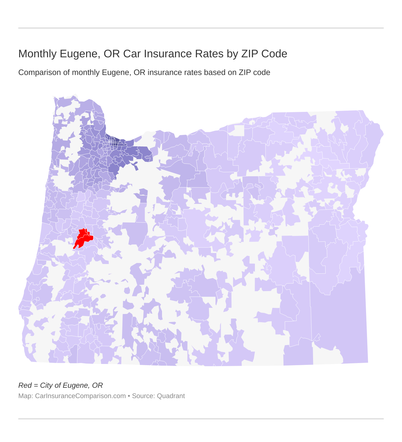 Monthly Eugene, OR Car Insurance Rates by ZIP Code