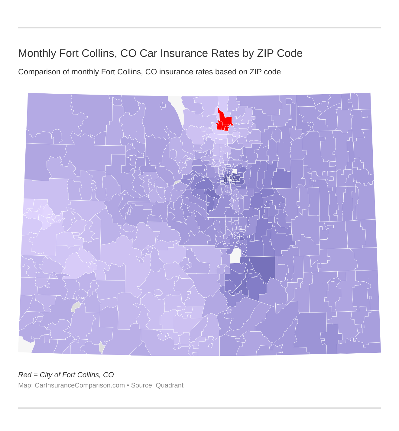 Monthly Fort Collins, CO Car Insurance Rates by ZIP Code