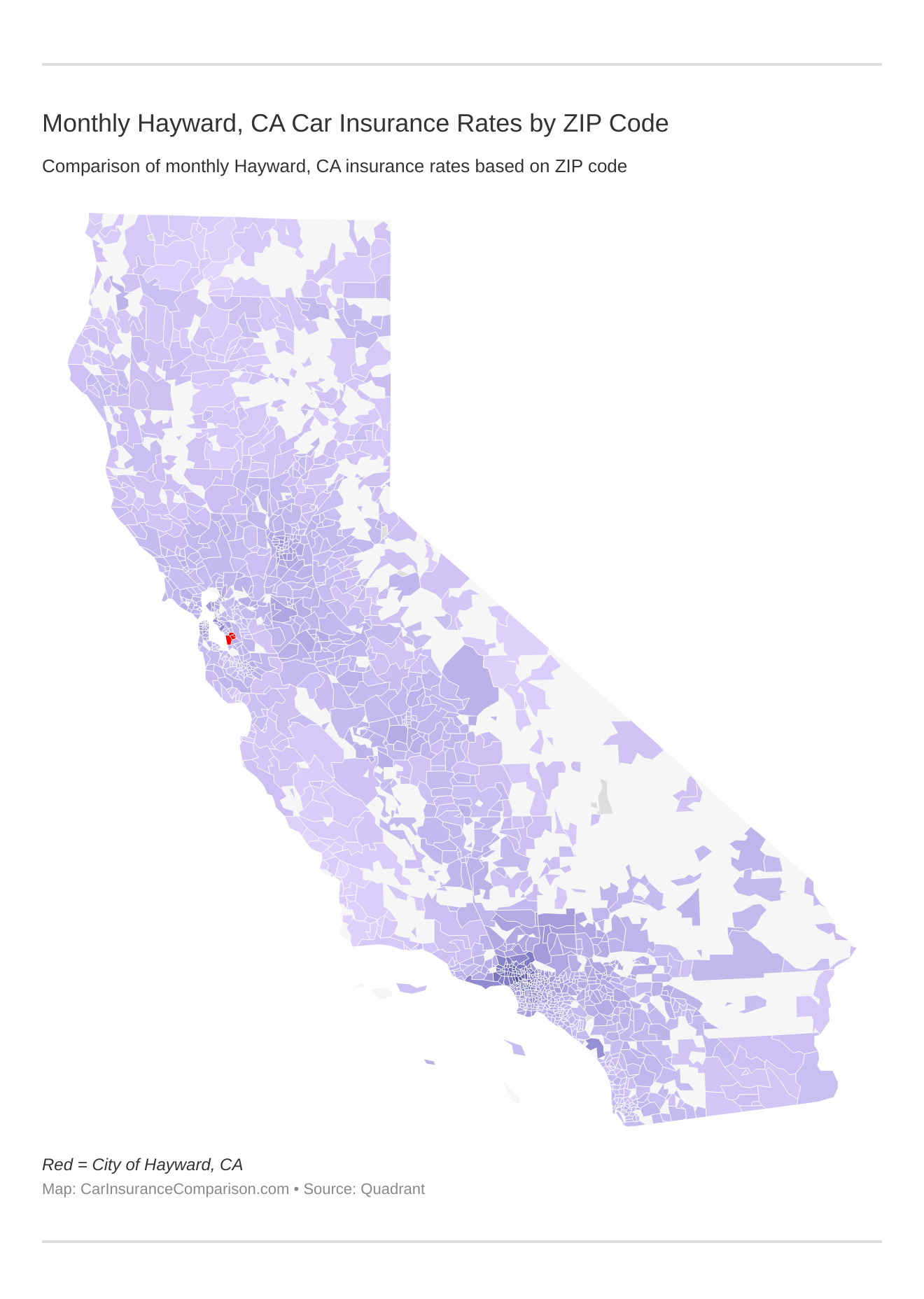 Monthly Hayward, CA Car Insurance Rates by ZIP Code