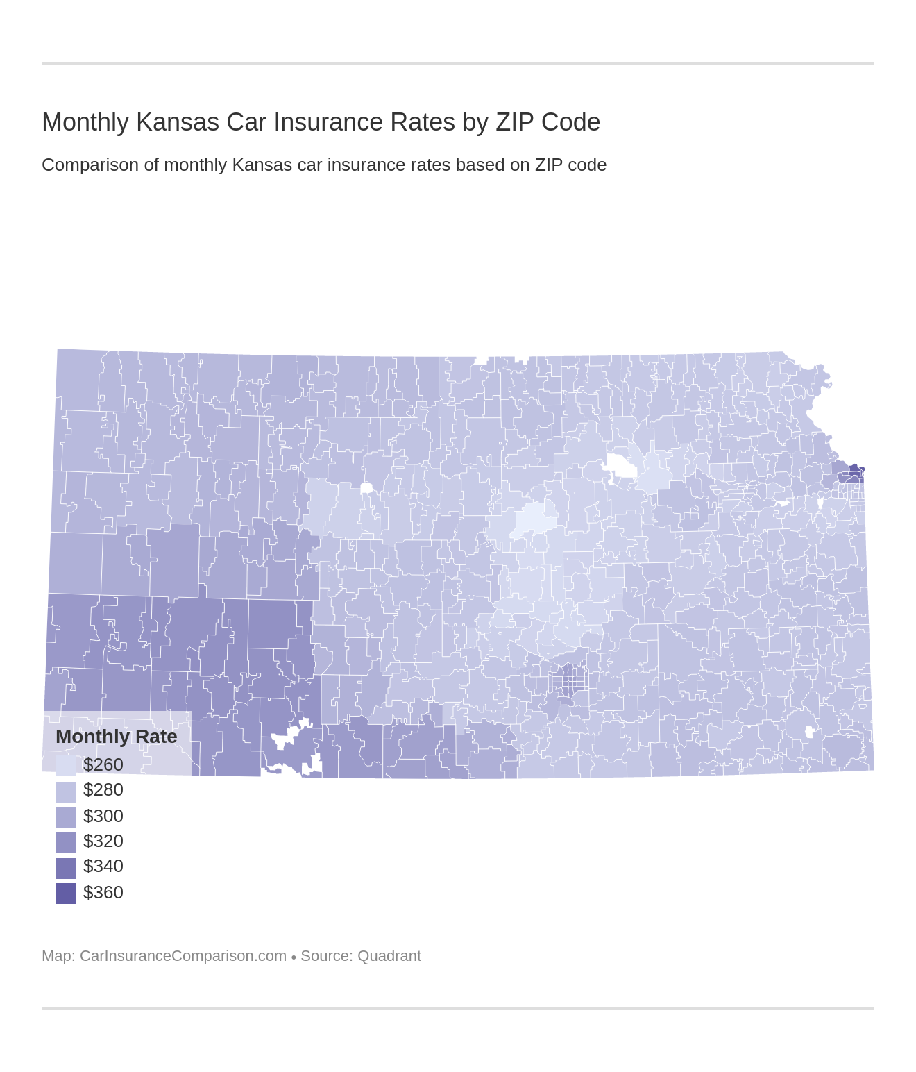 Monthly Kansas Car Insurance Rates by ZIP Code