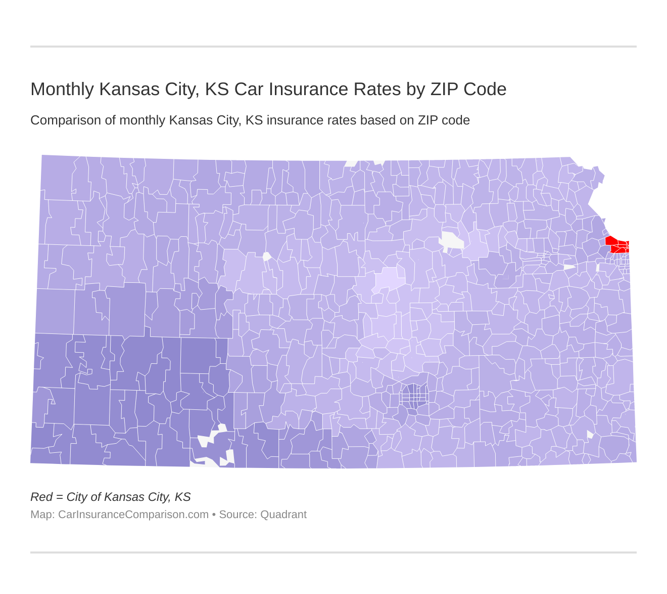 Monthly Kansas City, KS Car Insurance Rates by ZIP Code