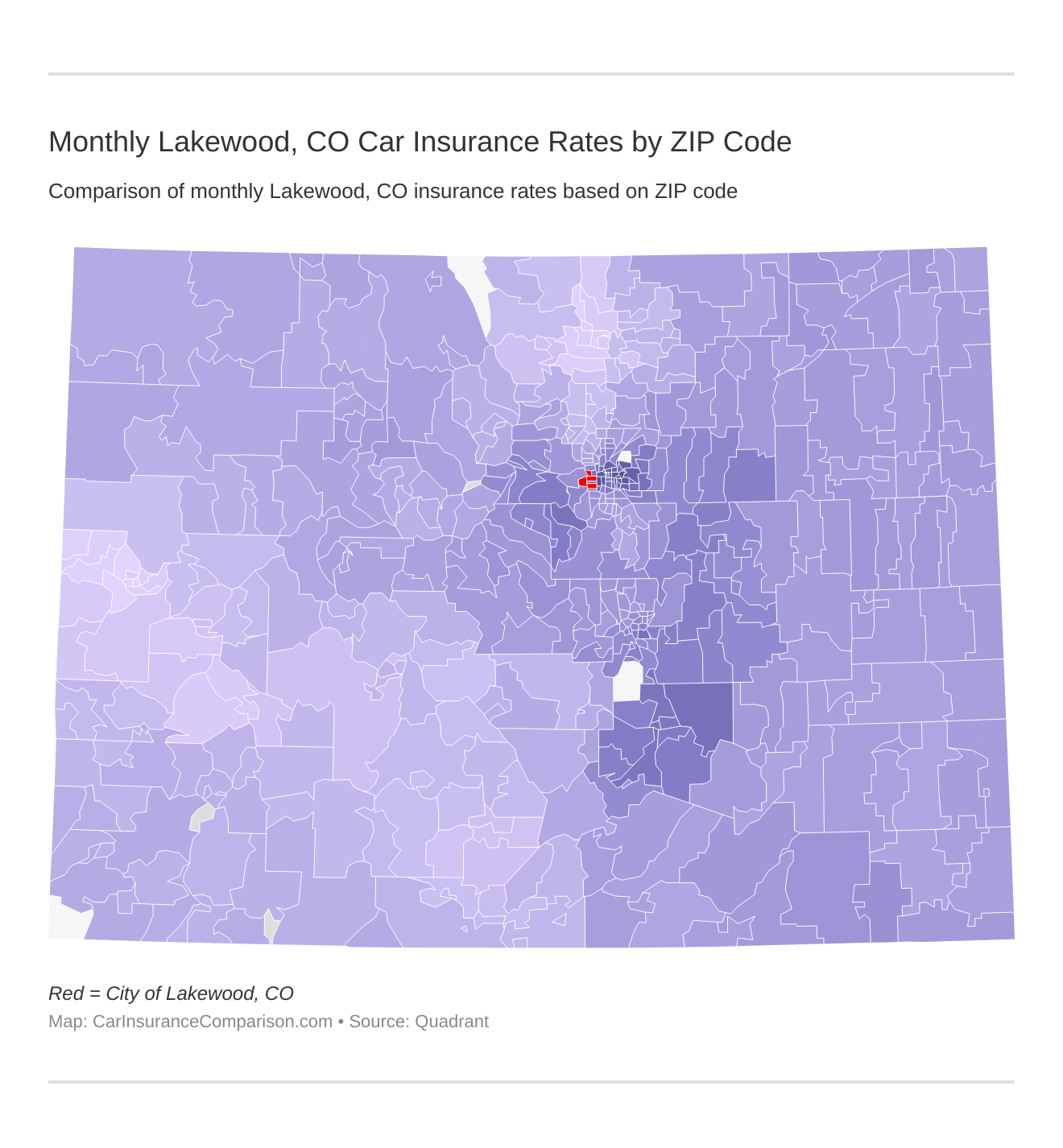 Monthly Lakewood, CO Car Insurance Rates by ZIP Code