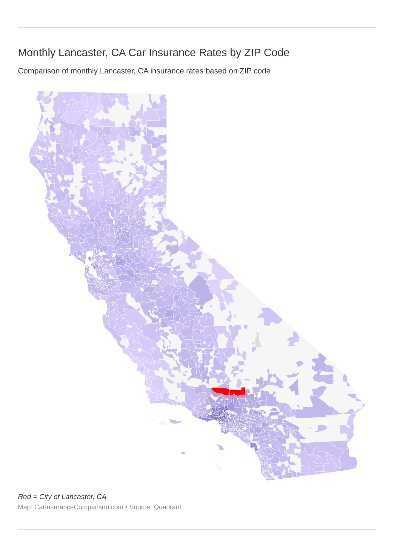 Monthly Lancaster, CA Car Insurance Rates by ZIP Code