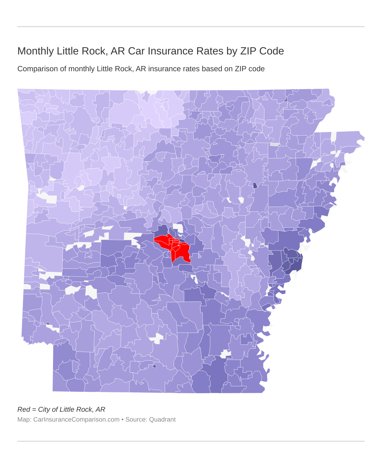 Monthly Little Rock, AR Car Insurance Rates by ZIP Code