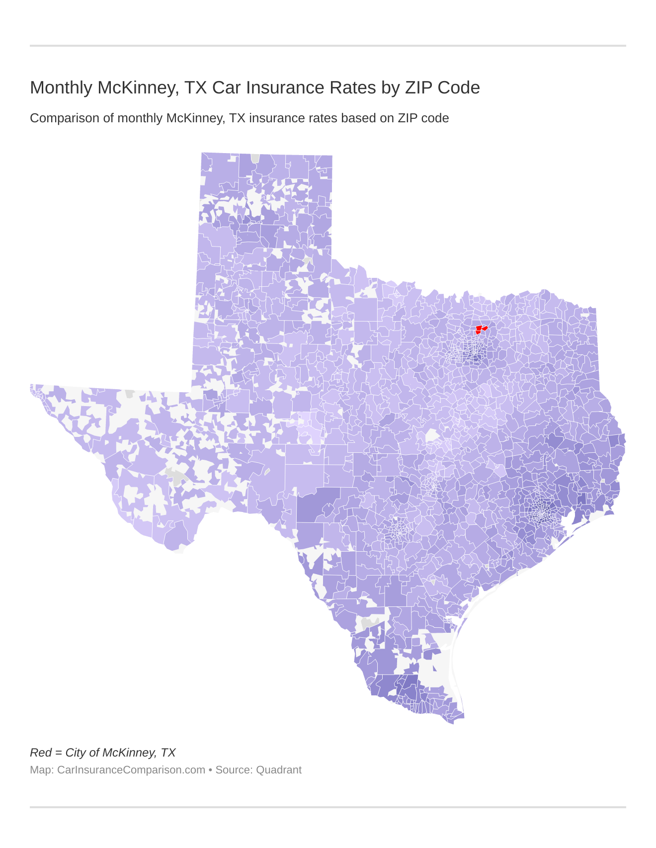 Monthly McKinney, TX Car Insurance Rates by ZIP Code