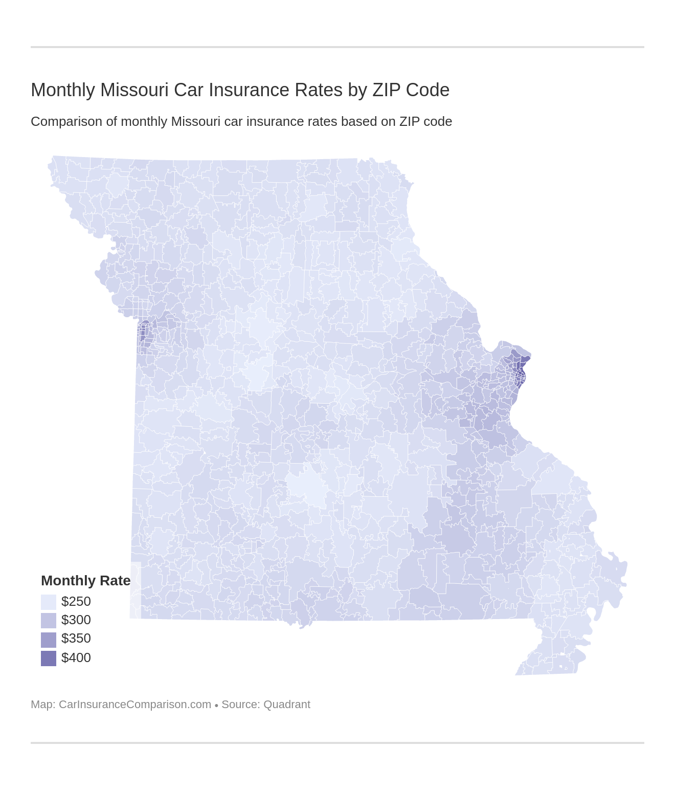 Monthly Missouri Car Insurance Rates by ZIP Code
