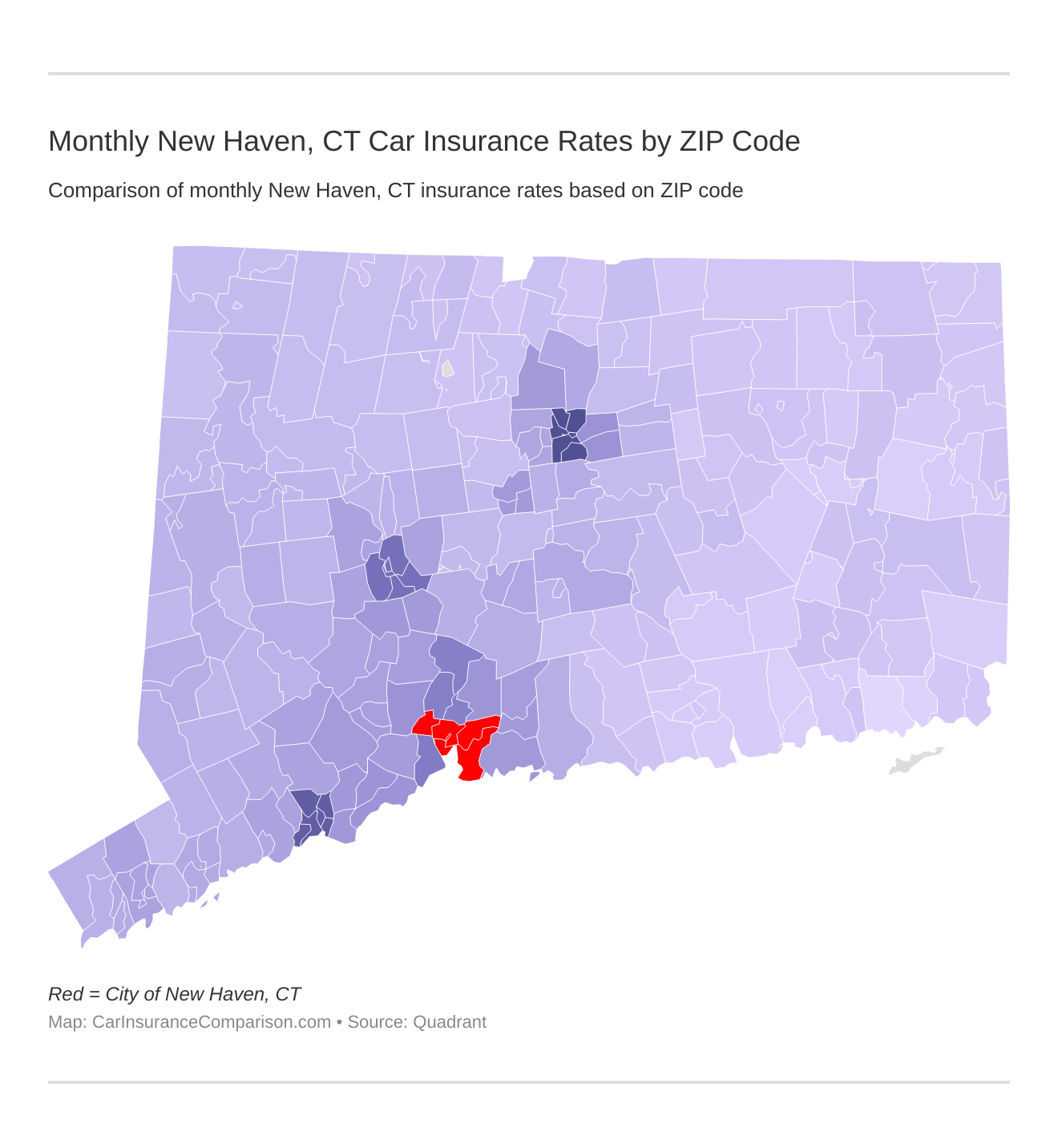 Monthly New Haven, CT Car Insurance Rates by ZIP Code