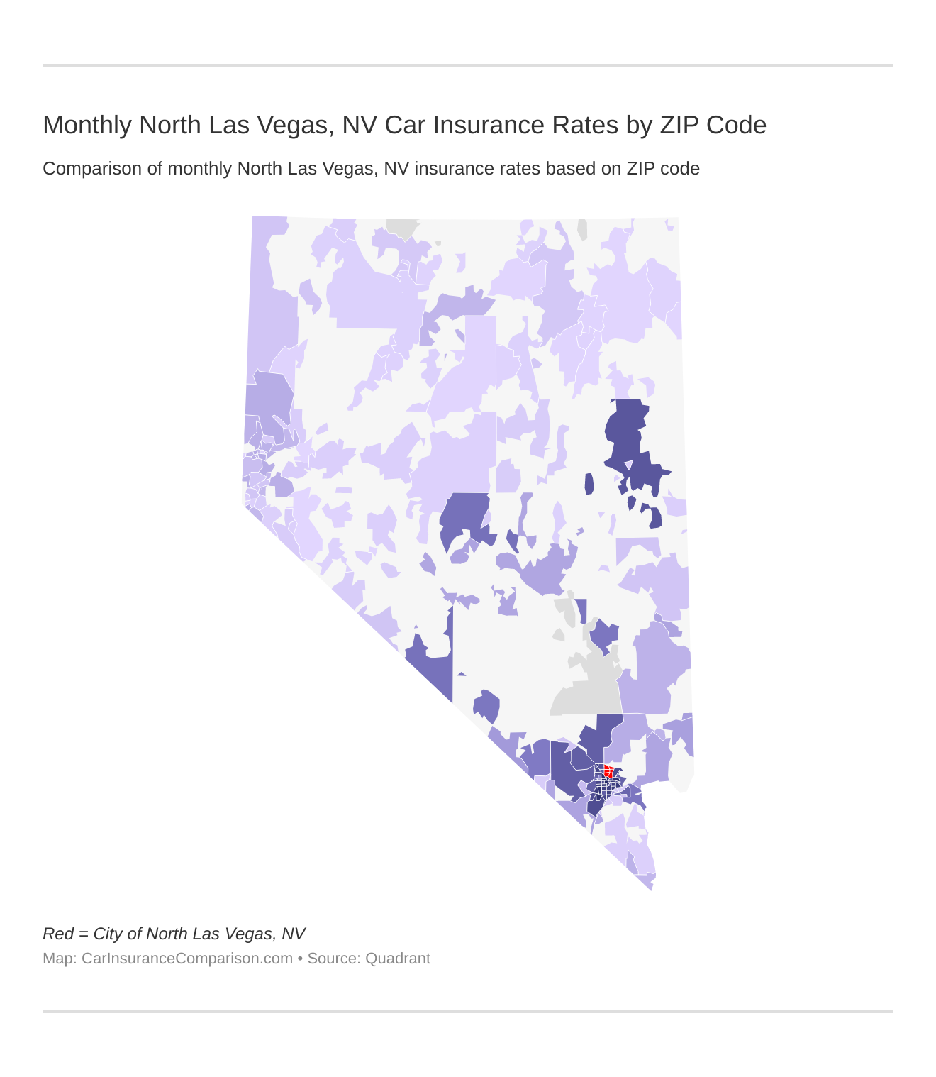 Monthly North Las Vegas, NV Car Insurance Rates by ZIP Code