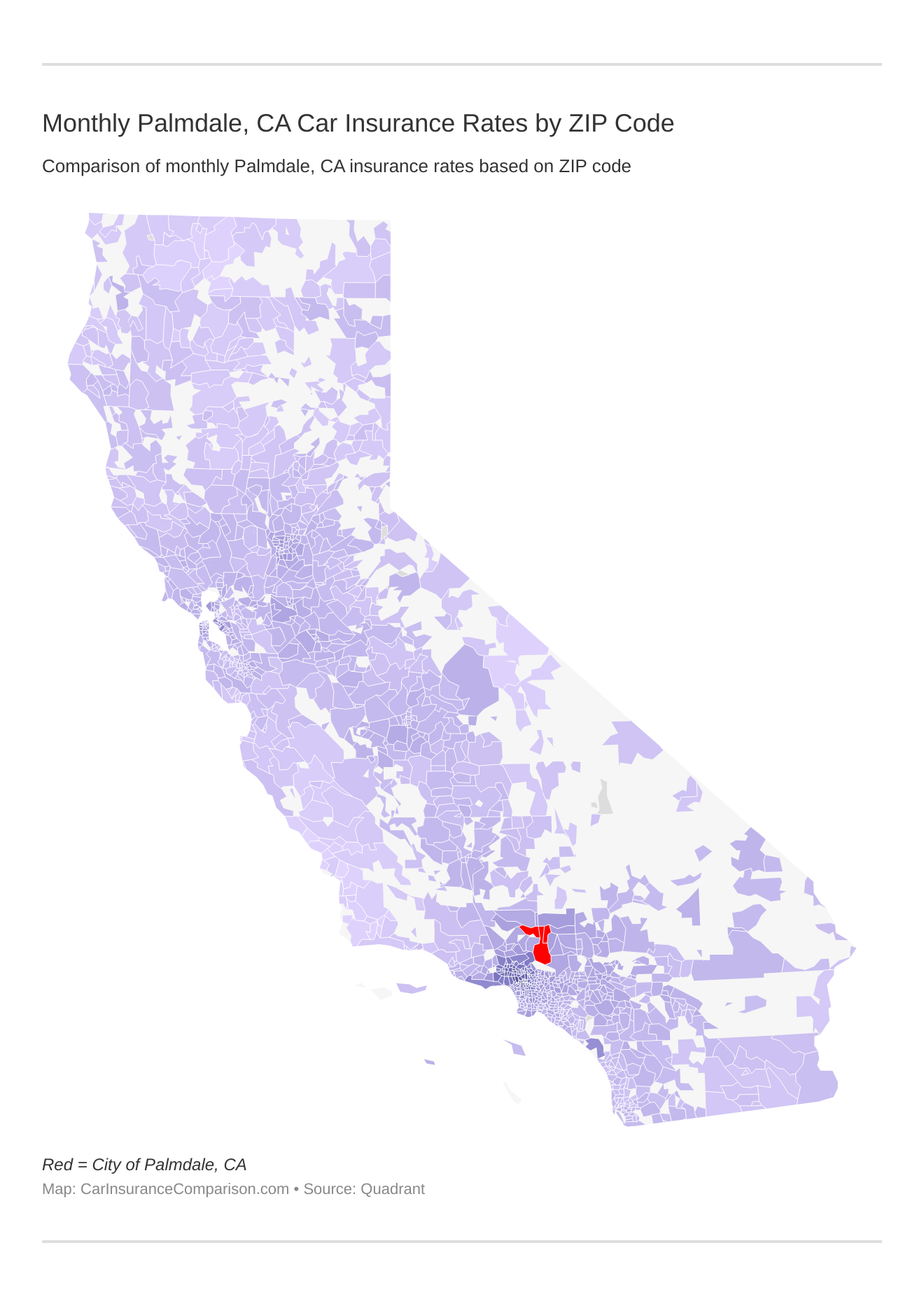 Monthly Palmdale, CA Car Insurance Rates by ZIP Code
