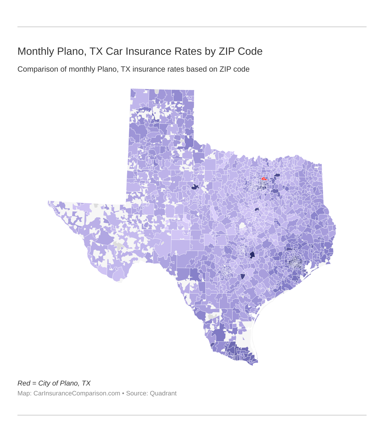 Monthly Plano, TX Car Insurance Rates by ZIP Code