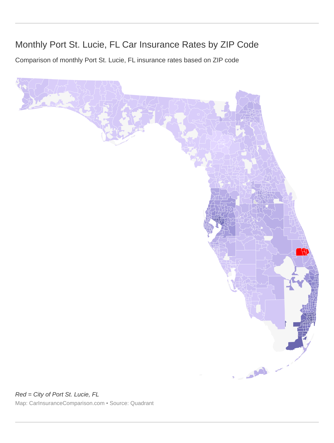 Monthly Port St. Lucie, FL Car Insurance Rates by ZIP Code