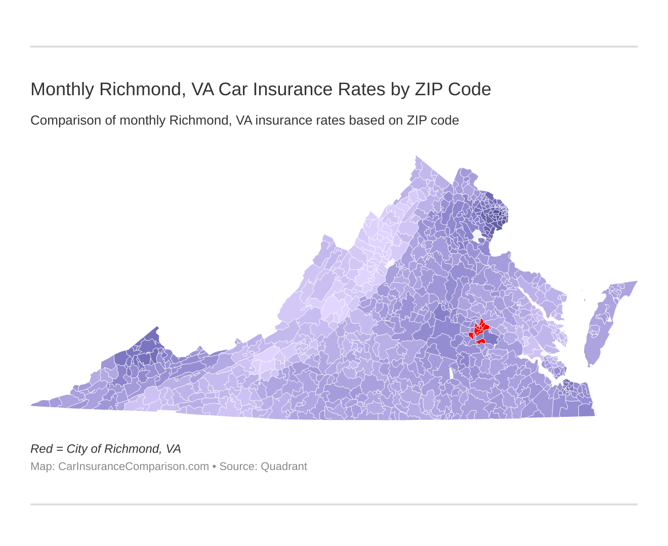 Monthly Richmond, VA Car Insurance Rates by ZIP Code