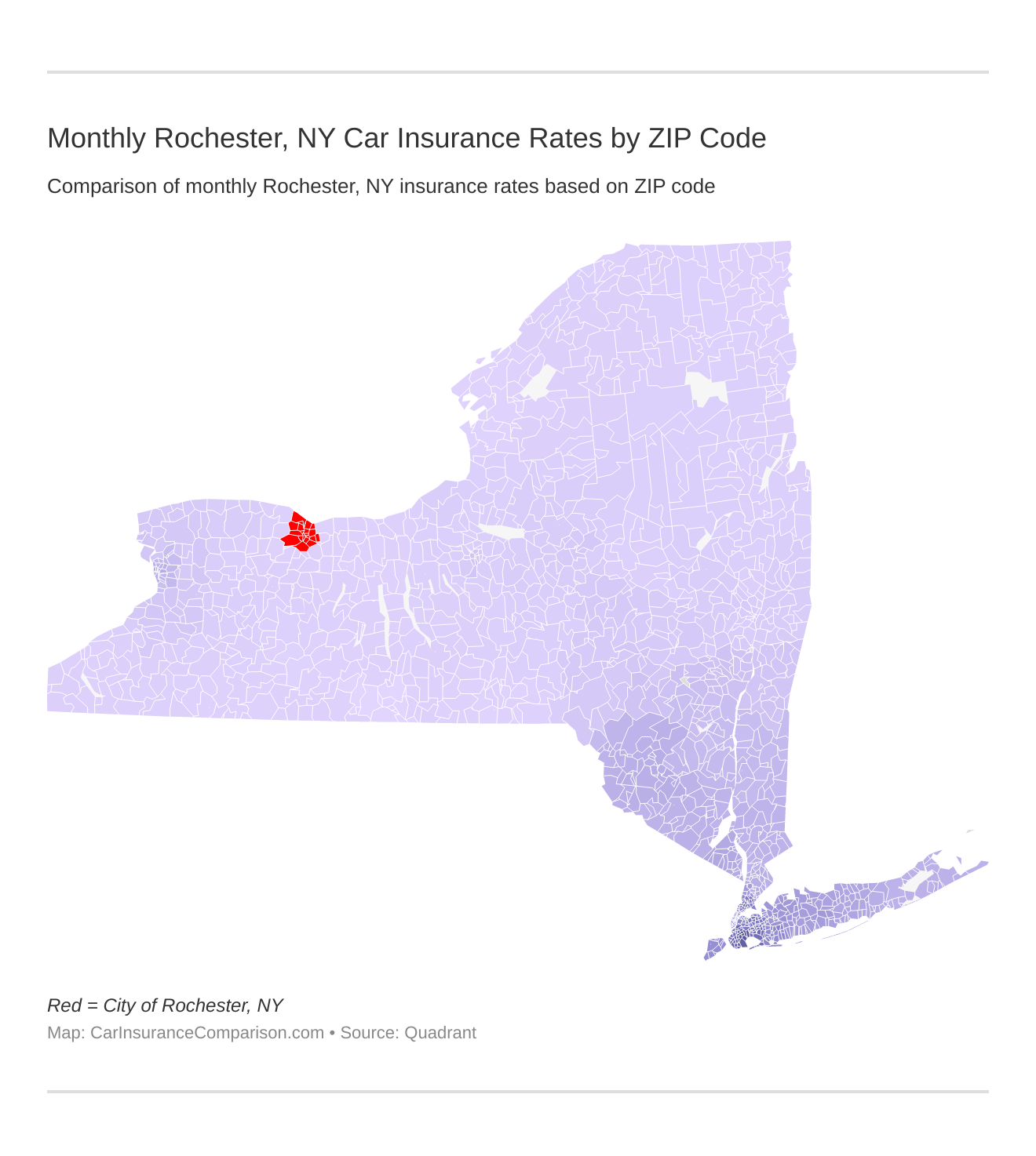 Monthly Rochester, NY Car Insurance Rates by ZIP Code