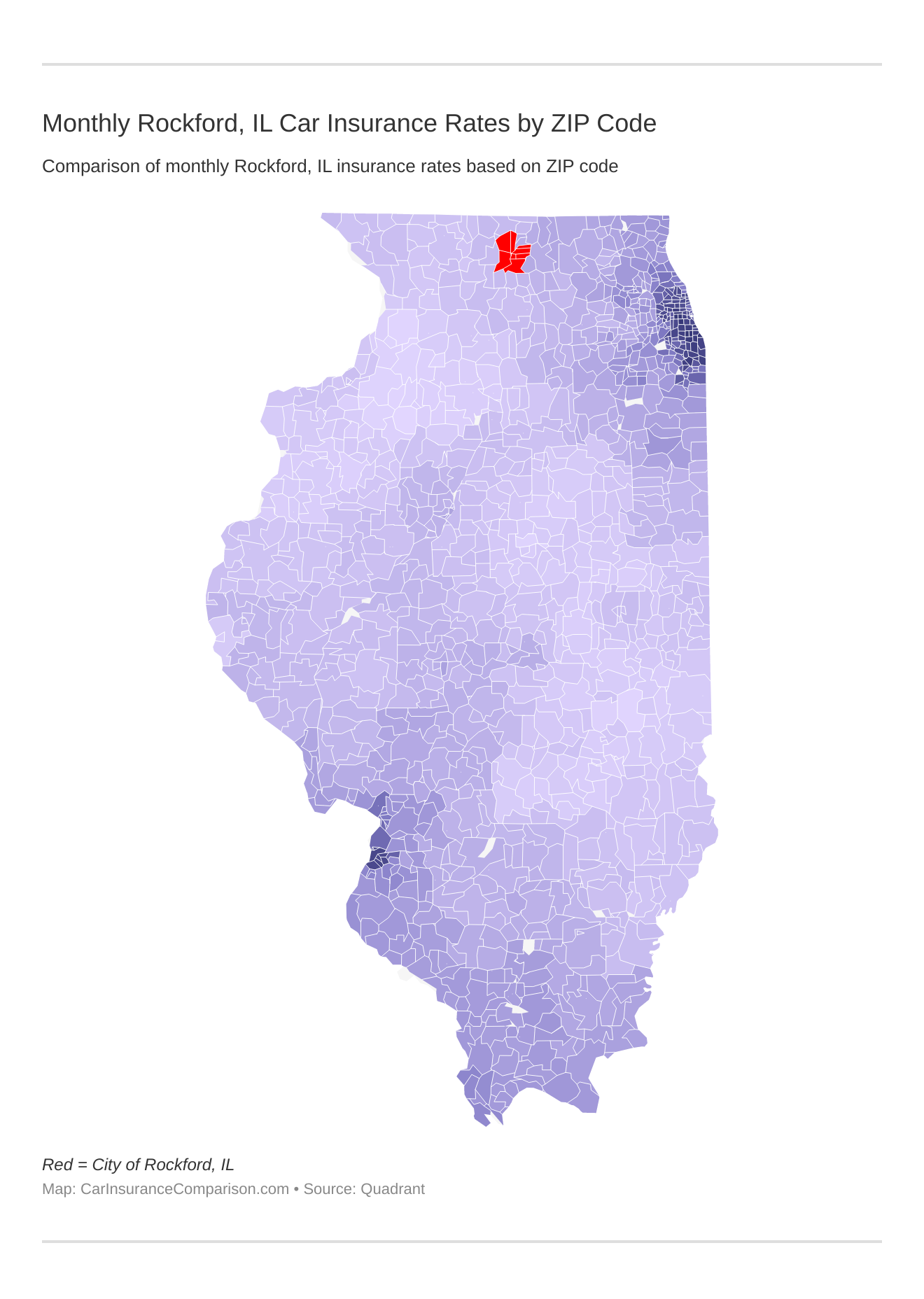 Monthly Rockford, IL Car Insurance Rates by ZIP Code
