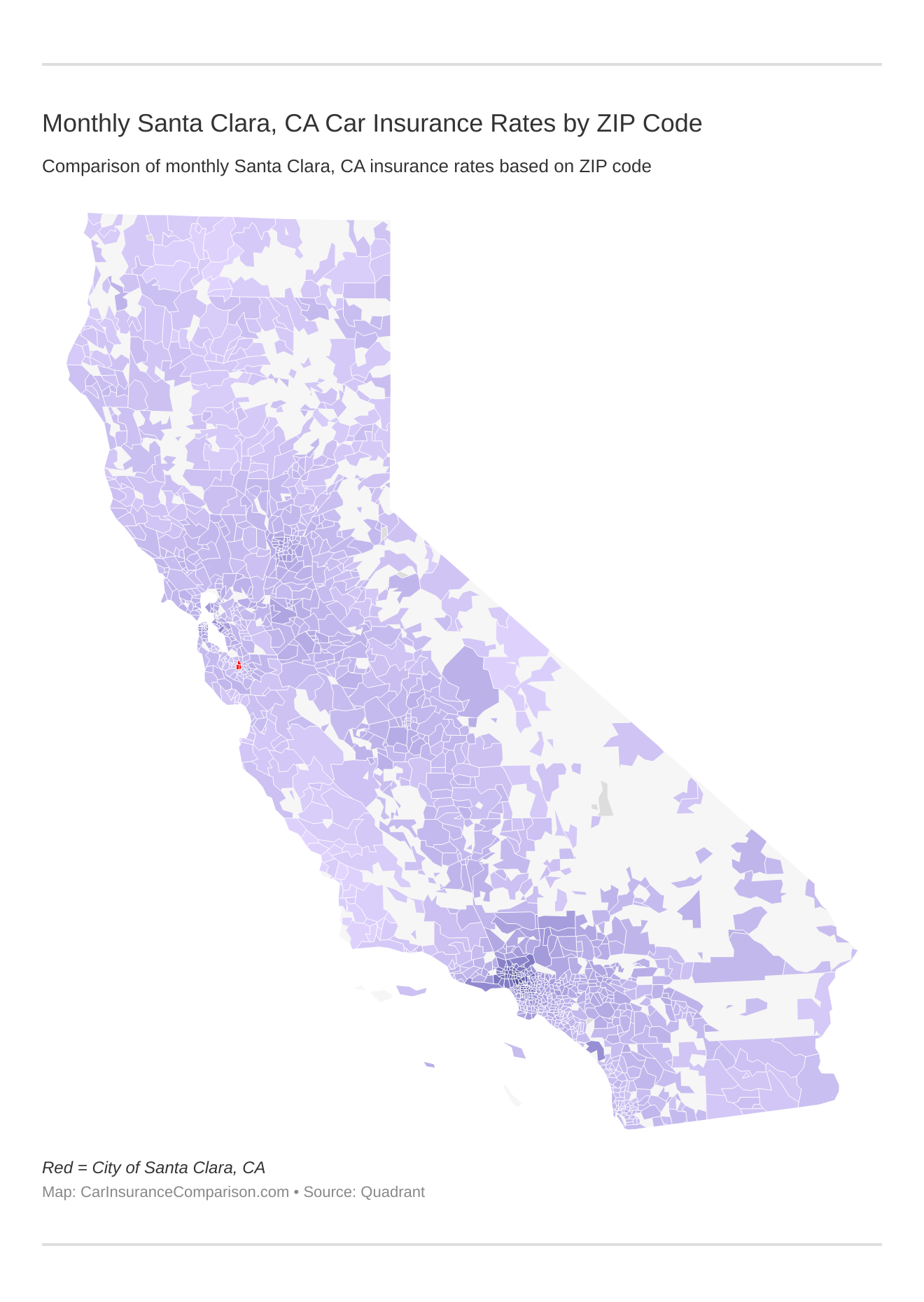 Monthly Santa Clara, CA Car Insurance Rates by ZIP Code