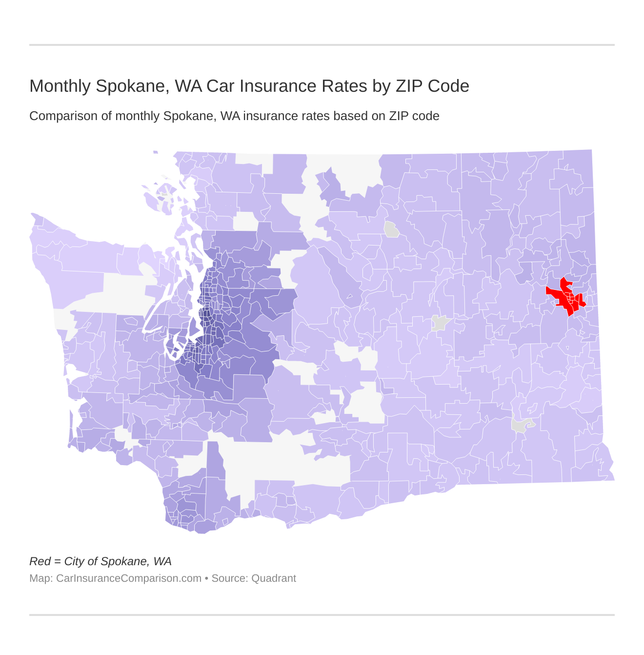 Monthly Spokane, WA Car Insurance Rates by ZIP Code
