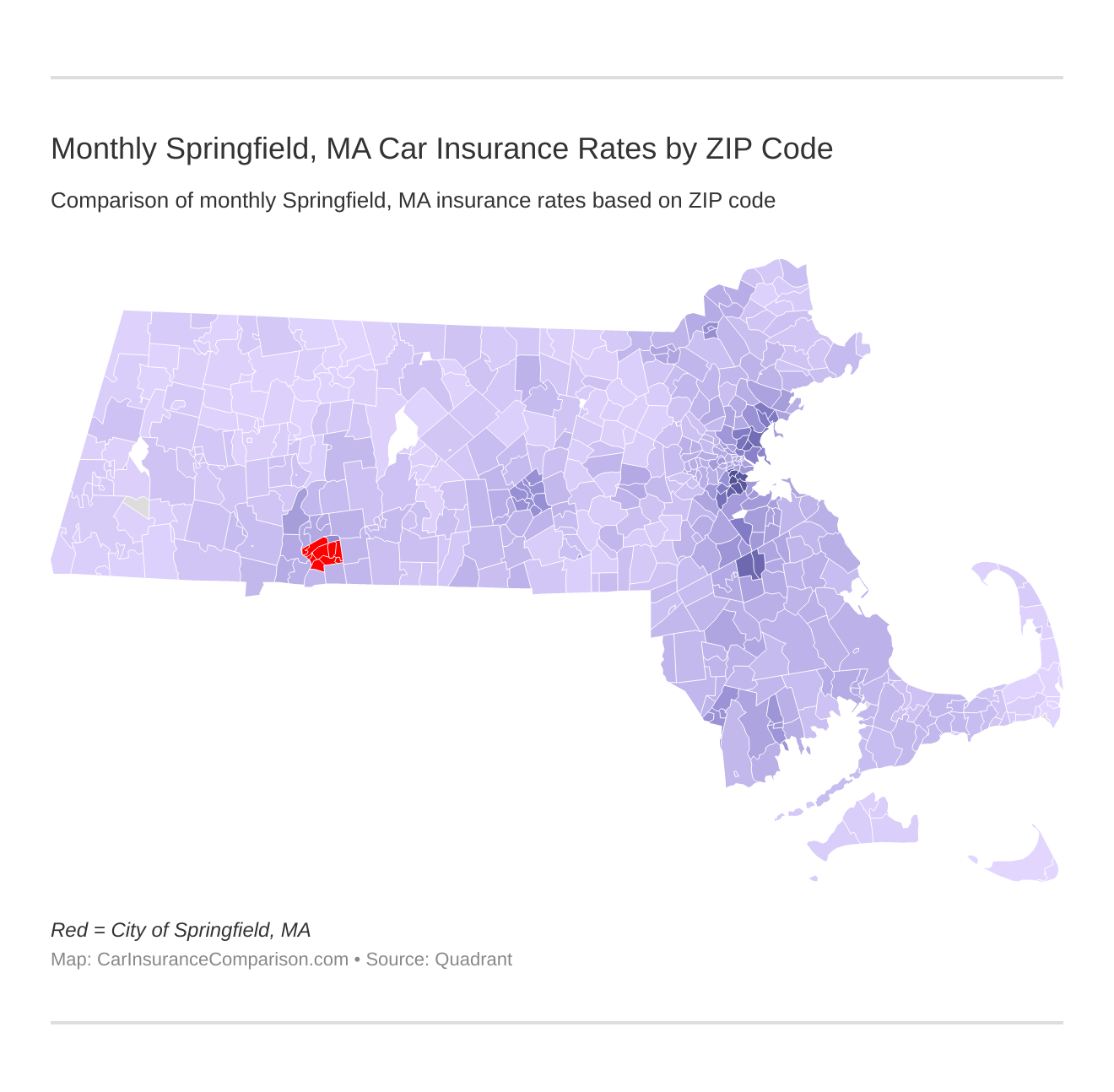 Monthly Springfield, MA Car Insurance Rates by ZIP Code