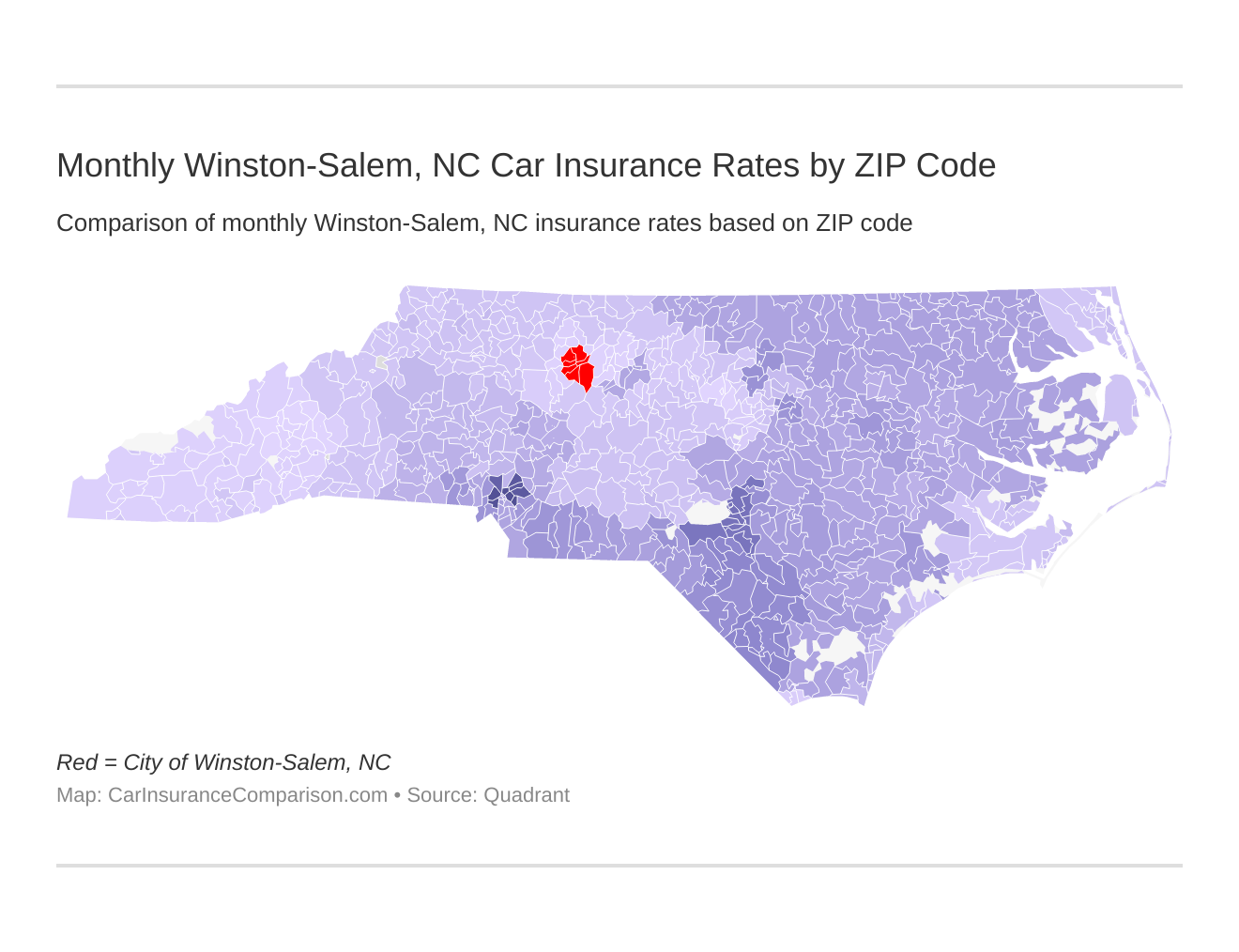 Monthly Winston-Salem, NC Car Insurance Rates by ZIP Code