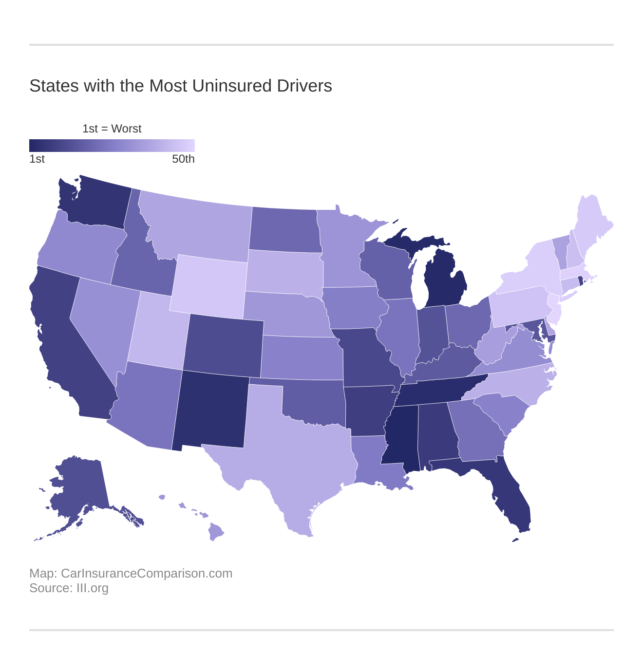 States with the Most Uninsured Drivers